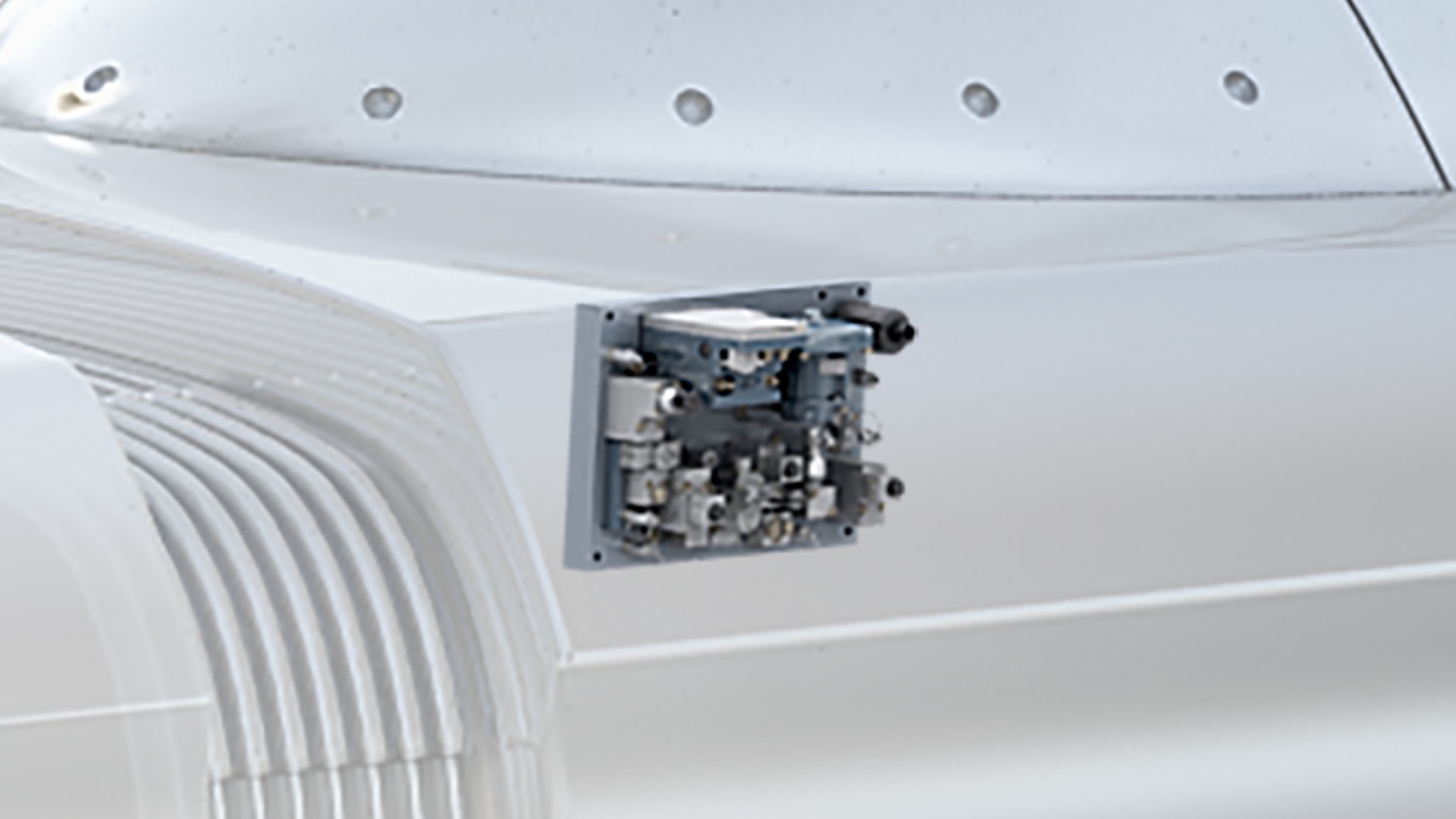 Brake control module on a vehicle's exterior.